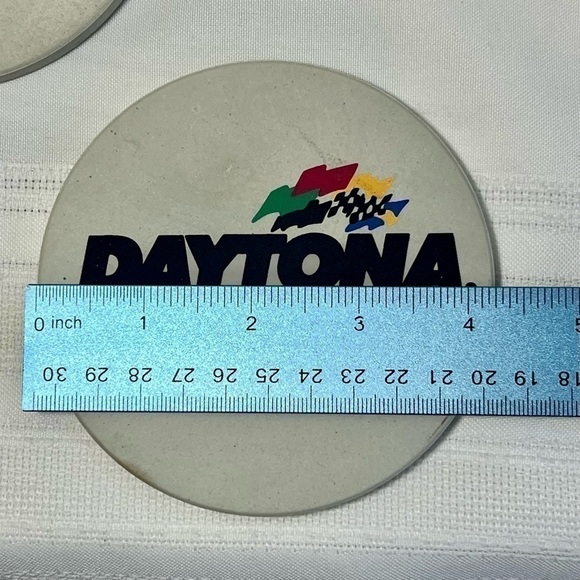 Coasters NASCAR Brickyard 400 August 1995 Stoneware Set of 4 Oak Rack EUC - Picture 9 of 9